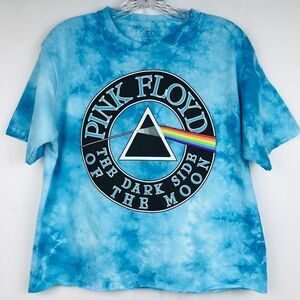 Pink Floyd Tie Dye Crop Festival Boho Tee Medium
